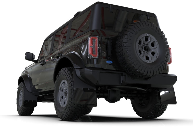 Rally Armor 21-22 Ford Bronco (Plstc Bmpr + RB - NO Rptr/Sprt) Blk Mud Flap w/Met. Blk Logo MF85-RB-PL-MBK MF85-RB-PL-MBK User 1