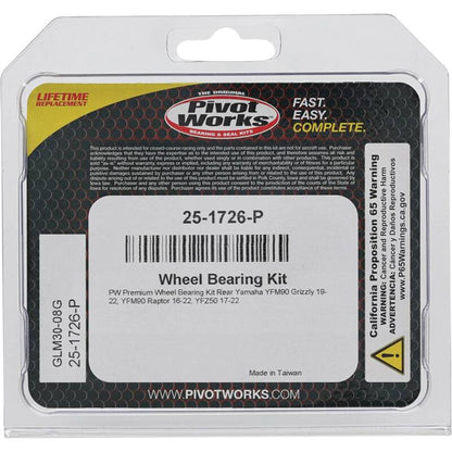 Pivot Works Yamaha Wheel Bearing Kit Premium Bearings 25-1726-P 25-1726-P Photo - Primary