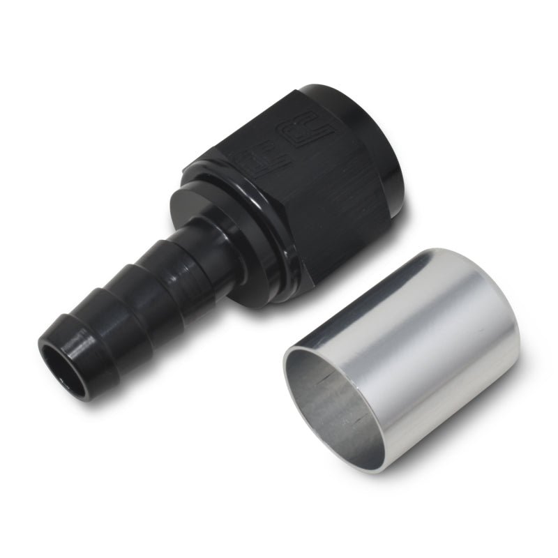 Russell #12 Crimp-on Straight Hose End - Black / Silver 610643 Photo - out of package