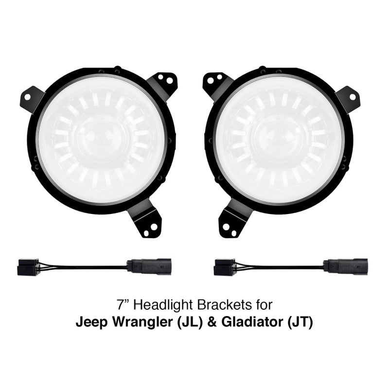 XKGLOW XK Glow Universal Headlight Mounting Brackets for Jeep Wrangler JL and Gladiator JT Models 7In XK-MNT-JL