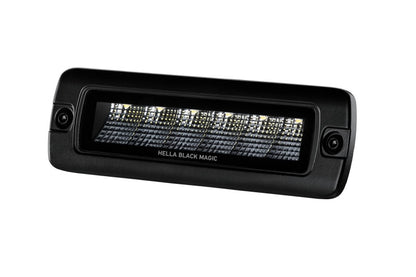 Hella Universal Black Magic 6 L.E.D. Flush Mount Mini Light Bar - Flood Beam 358176221 358176221 Photo - Unmounted