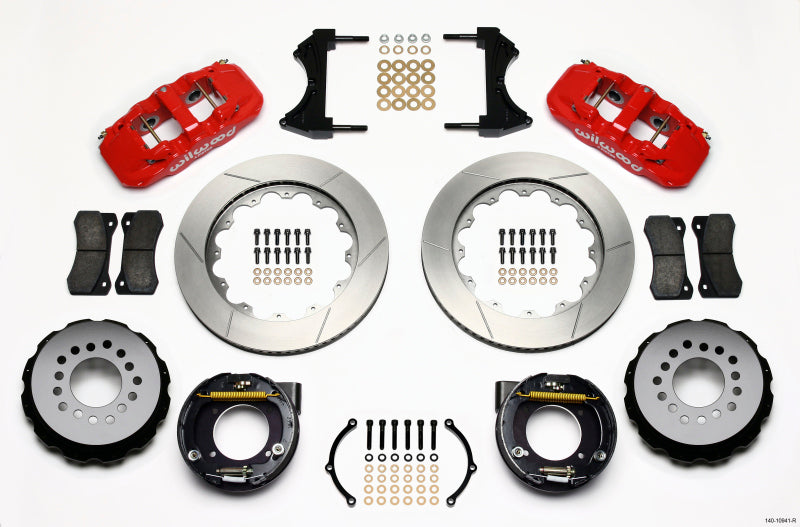 Wilwood AERO4 Rear P-Brake Kit 14.00in Red Chevy C-10 2.42 Offset 5-lug 140-10941-R 140-10941-R Photo - Primary