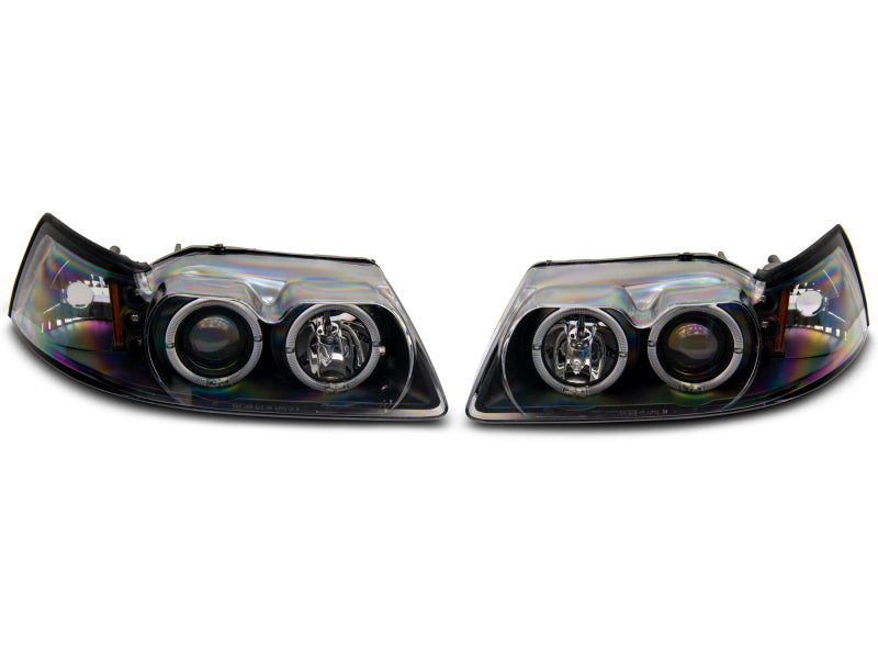 Raxiom 99-04 Ford Mustang Dual LED Halo Projector Headlights- Black Housing (Clear Lens) 101684 101684 Photo - Close Up