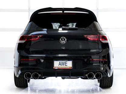 AWE Tuning AWE MK8 Volkswagen Golf R 3in Touring Edition Quad Exhaust - Chrome Silver Tips 3015-42658 3015-42658 Photo - Mounted