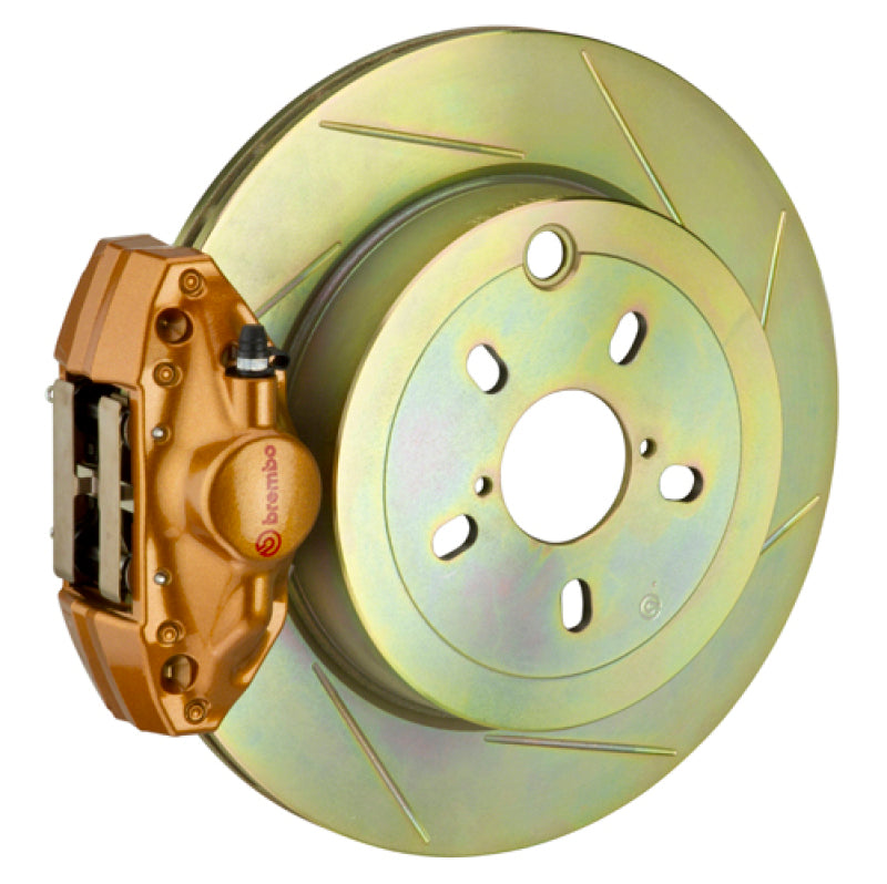 Brembo 08-14 WRX Rear GT BBK 2 Piston Cast 2pc 316 x20 1pc Rotor Slotted Type1 - Gold 2E5.5002A4 2E5.5002A4 Photo - Primary