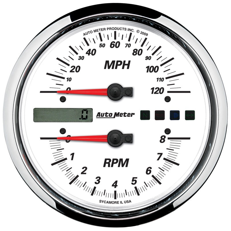 Autometer Pro-Cycle Gauge Tach/Speedo 4 1/2in 8K Rpm/120 Mph White 19467 19467 Photo - Primary