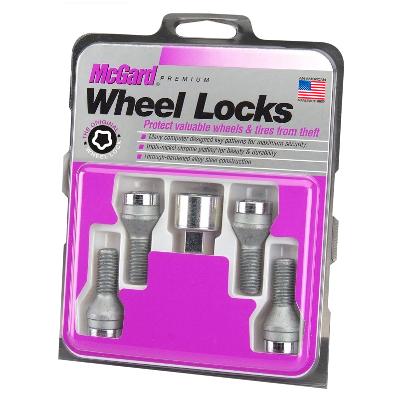 McGard Wheel Lock Bolt Set - 4pk. (Cone Seat) M12X1.5 / 17mm Hex / 22.2mm Shank Length - Chrome 27204 27204 Photo - in package