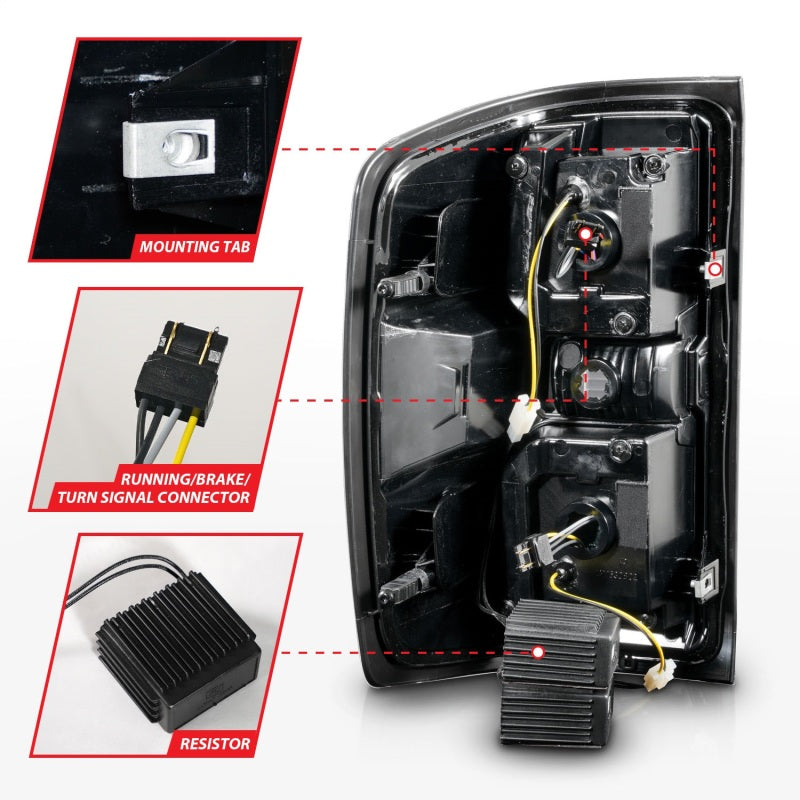 ANZO 15-19 Chevrolet Silverado 2500 HD/3500 HD LED Taillight w/ Sequential Black Housing/Clear Lens 311450 311450 Photo - Unmounted