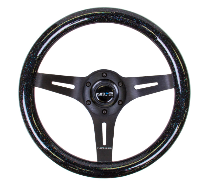 NRG Classic Wood Grain Steering Wheel (310mm) Black Sparkle w/Blk 3-Spoke Center ST-310BSB-BK ST-310BSB-BK Photo - Primary