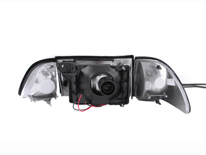 Anzo 1987-1993 Ford Mustang Crystal Headlights Black w/ Corner Lights 2pc 121192 Photo - Unmounted