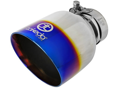 aFe Takeda 2-1/2in 304 SS Cat-Back Exhaust w/ Blue Flame Tips 14-18 Mazda 3 L4 2.0L/2.5L 49-37015-L 49-37015-L Photo - Close Up