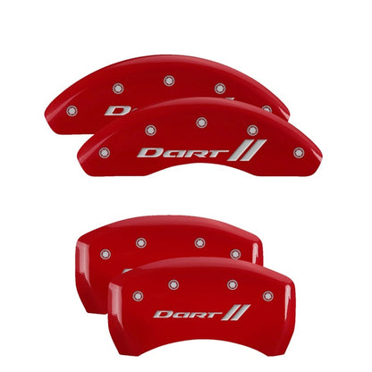 MGP Caliper Covers (set of 4), Engraved Front & Rear With stripes/Dart Red 12199SDRTRD Photo - Primary