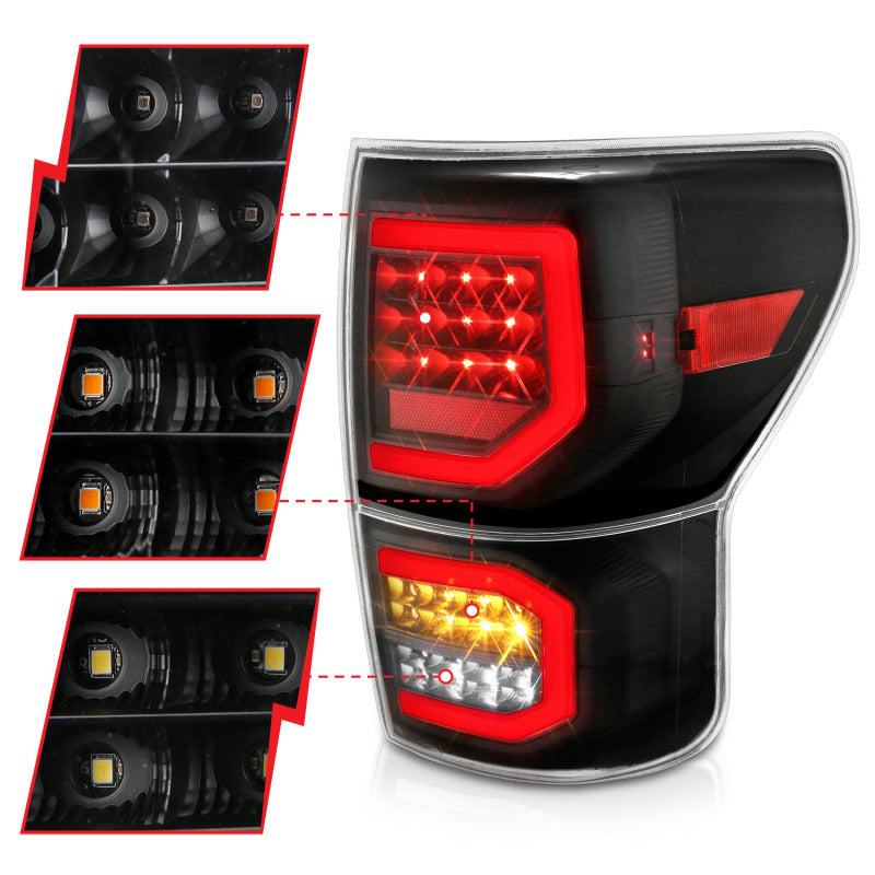 ANZO 2007-2013 Toyota Tundra LED Taillights Plank Style Black w/Clear Lens 311336 311336 Photo - Unmounted