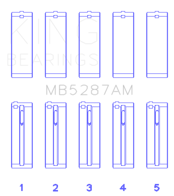 King Engine Bearings King Toyota 1ZZ-FE (Size .25) Main Bearing Set MB5287AM0.25 MB5287AM0.25 Photo - Primary