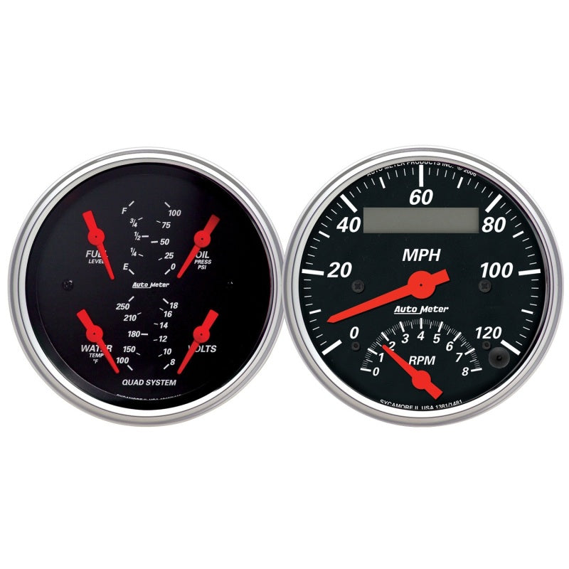 Autometer Designer 3-3/8in In-Dash Kit Box-Tach Speedo Combo & Elec Oil Press, H2O Temp, Volt, Fuel 1409 1409 Photo - Primary