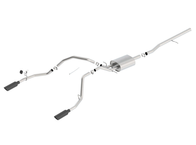 Borla 14 Silv/Sierra 1500 C/B Touring Exh/2.75in in muff 2.25inout 4inTIp SS Rear Exit-Black Chrome 140535BC 140535BC Photo - Primary