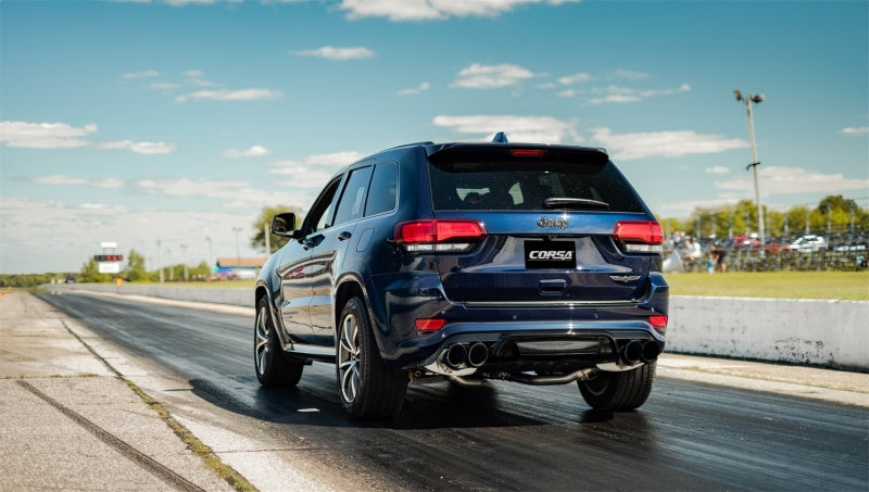 Corsa 18-20 Jeep Grand Cherokee TrackHawk 6.2L Xtreme Cat-Back Dual Rear Exit w/4.5in Black Tips 21052BLK 21052BLK Photo - Mounted