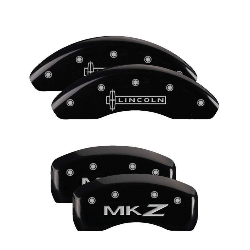 MGP 4 Caliper Covers Engraved Front Lincoln Engraved Rear MKZ Black finish silver ch 36008SLCZBK 36008SLCZBK Photo - Primary
