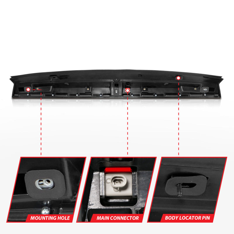 ANZO 2007-2014 Chevrolet Suburban 1500 LED 3rd Brake Light Black Housing Red Lens w/ Spoiler 1pc 531110 531110 Photo - Unmounted