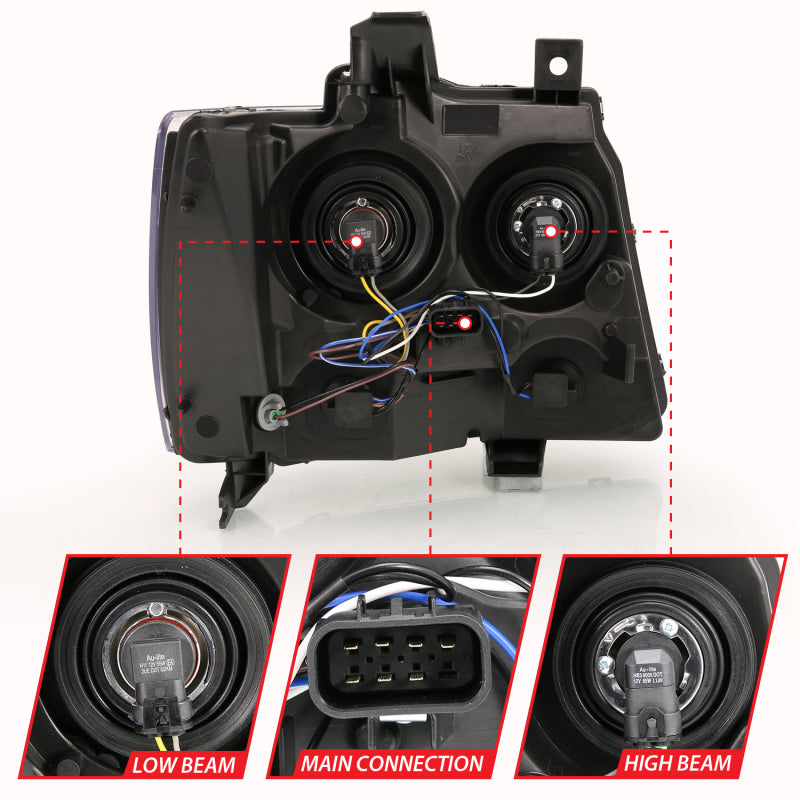 ANZO 2007-2014 Chevy TahOE Crystal Headlight Chrome Amber(OE) 111475 111475 Photo - Unmounted