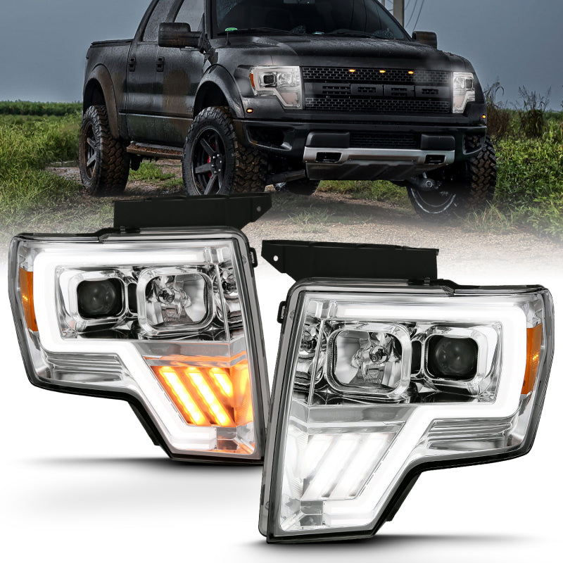 ANZO 2009-2013 Ford F-150 Projector Light Bar G4 Switchback H.L. Chrome Amber 111470 111470 Photo - lifestyle view