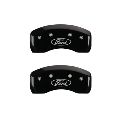 MGP 4 Caliper Covers Engraved Front & Rear Oval logo/Ford Black finish silver ch 10005SFRDBK 10005SFRDBK User 1