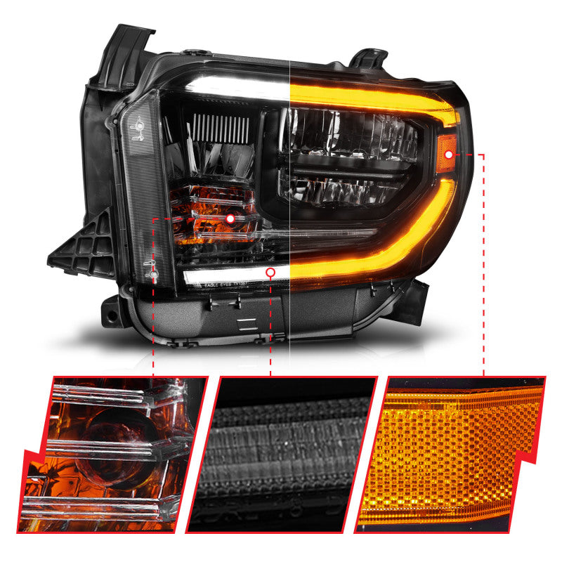 ANZO 2014-2021 Toyota Tundra LED Crystal Headlights w/ Switchback Black Housing w/ DRL 111533 111533 Photo - Unmounted