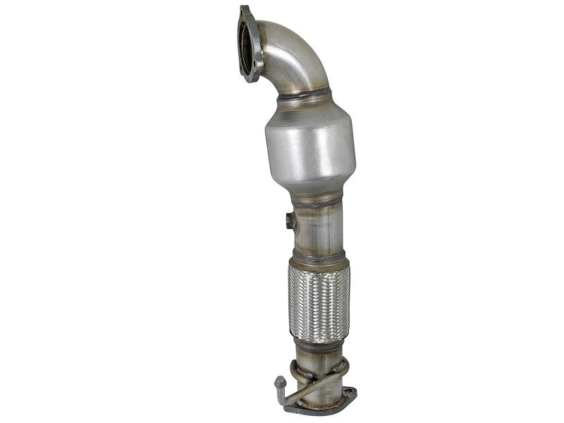 aFe Power Twisted Steel SS304 Downpipe 2.5in w/Cat 17-18 Hyundai Elantra L4-1.6L (t) 48-37001-1HC 48-37001-1HC Photo - Unmounted