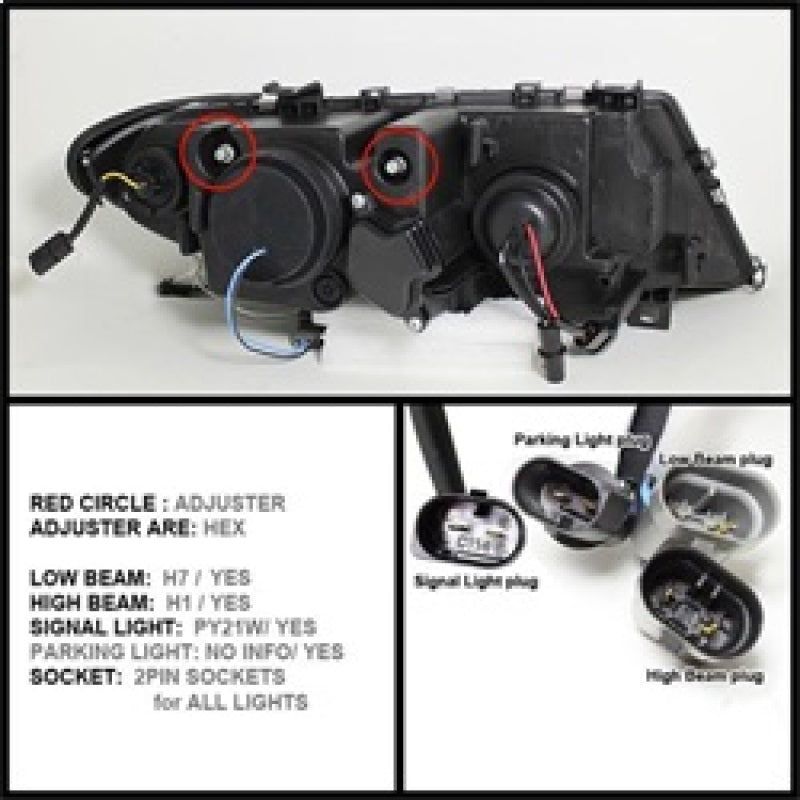 Spyder BMW E46 3-Series 02-05 4DR Projector Headlights 1PC LED Halo Blk PRO-YD-BMWE4602-4D-AM-BK 5042415 5042415 Photo - Unmounted