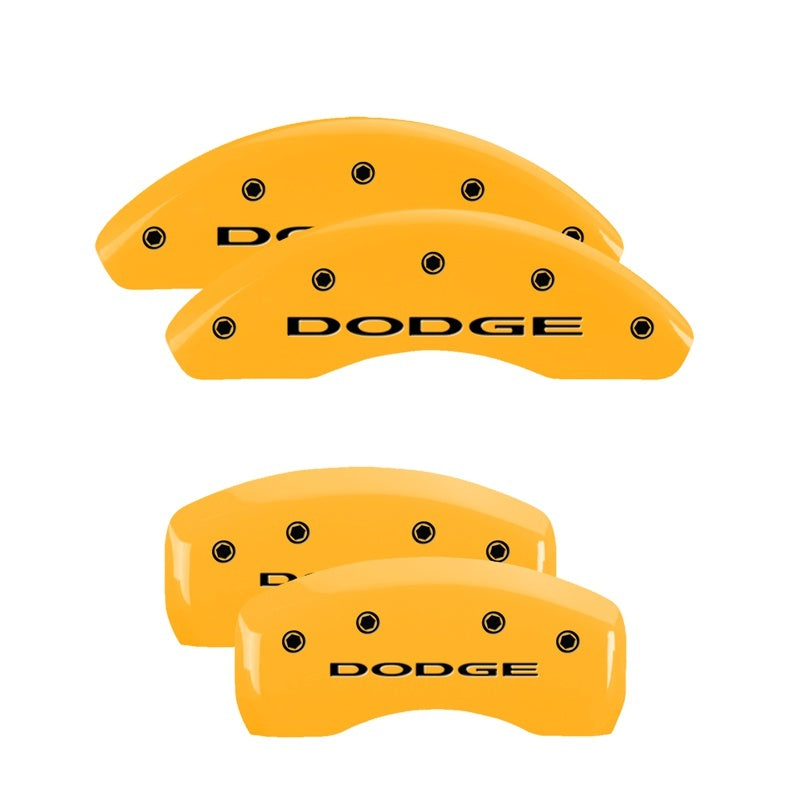 MGP 4 Caliper Covers Engraved Front & Rear With out stripes/Dodge Yellow finish black ch 12198SDD4YL 12198SDD4YL Photo - Primary