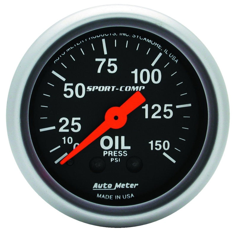 Autometer t Comp 3323 2" Oil Press 0-150 PSI Mechanical Gauge 3323 Photo - Primary