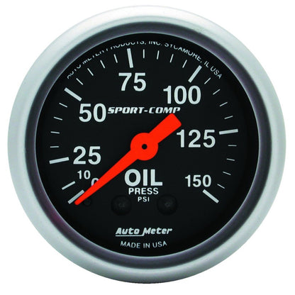 Autometer t Comp 3323 2" Oil Press 0-150 PSI Mechanical Gauge 3323 Photo - Primary