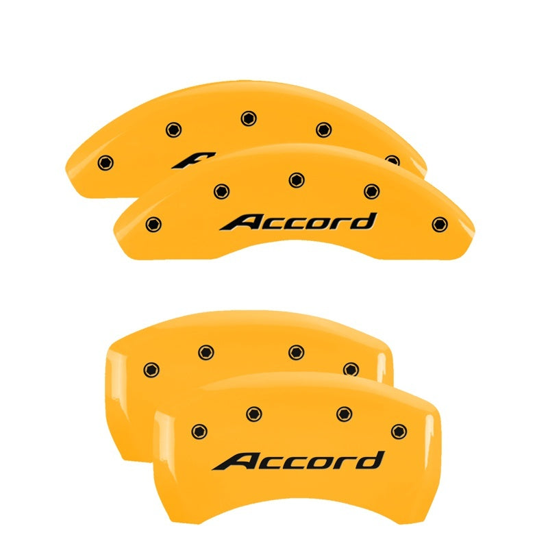 MGP 4 Caliper Covers Engraved Front Accord Rear Accord Yellow Finish Black Char 2018 Honda Accord 20224SACCYL 20224SACCYL Photo - Primary