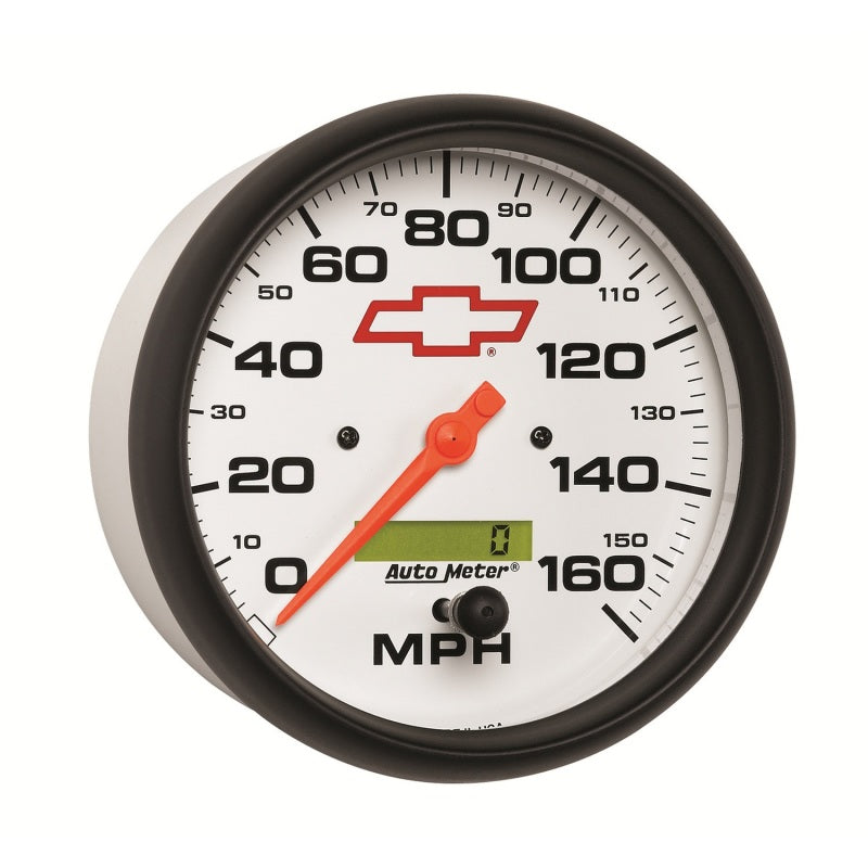 AutoMeter Gauge Speedometer 5in. 160MPH Elec. Programmable Chevy Red Bowtie White 5889-00406 5889-00406 User 2