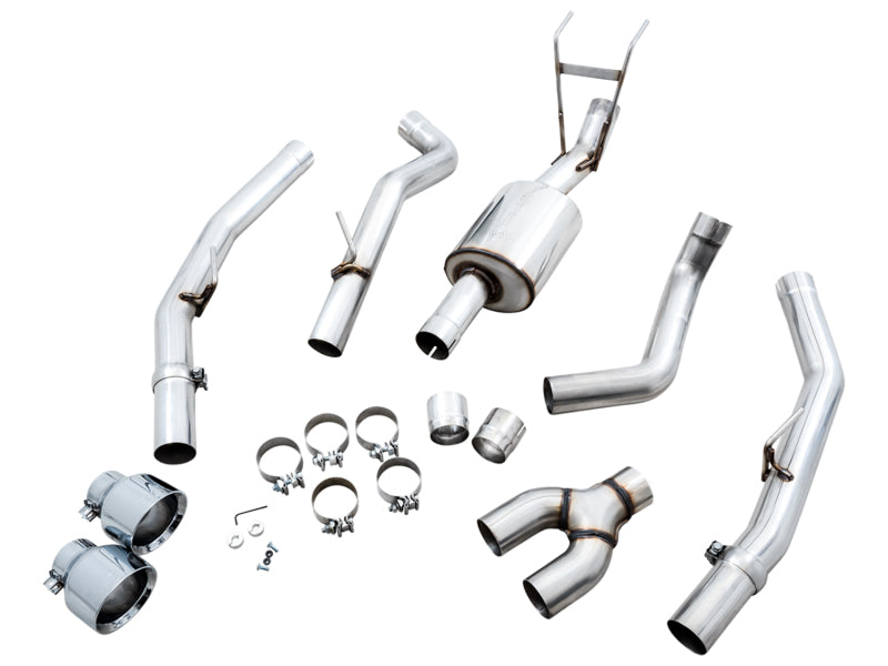 AWE Tuning 09-18 RAM 1500 5.7L (w/Cutouts) 0FG Dual Rear Exit Cat-Back Exhaust - Chrome Silver Tips 3015-32002 3015-32002 Photo - out of package