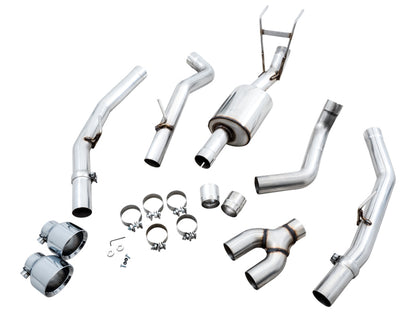 AWE Tuning 09-18 RAM 1500 5.7L (w/Cutouts) 0FG Dual Rear Exit Cat-Back Exhaust - Chrome Silver Tips 3015-32002 3015-32002 Photo - out of package