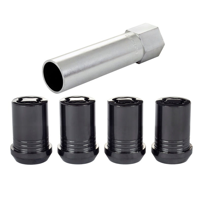 McGard Wheel Lock Nut Set - 4pk. (Tuner / Cone Seat) M12X1.5 / 13/16 Hex / 1.24in. Length - Black 25357 25357 Photo - out of package