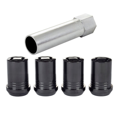 McGard Wheel Lock Nut Set - 4pk. (Tuner / Cone Seat) M12X1.5 / 13/16 Hex / 1.24in. Length - Black 25357 25357 Photo - out of package