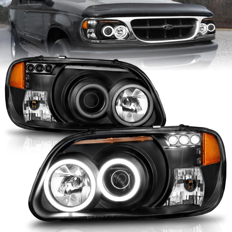 Anzo 1995-2001 Ford Explorer Projector Headlights w/ Halo Black 1 pc 111132 Photo - Primary