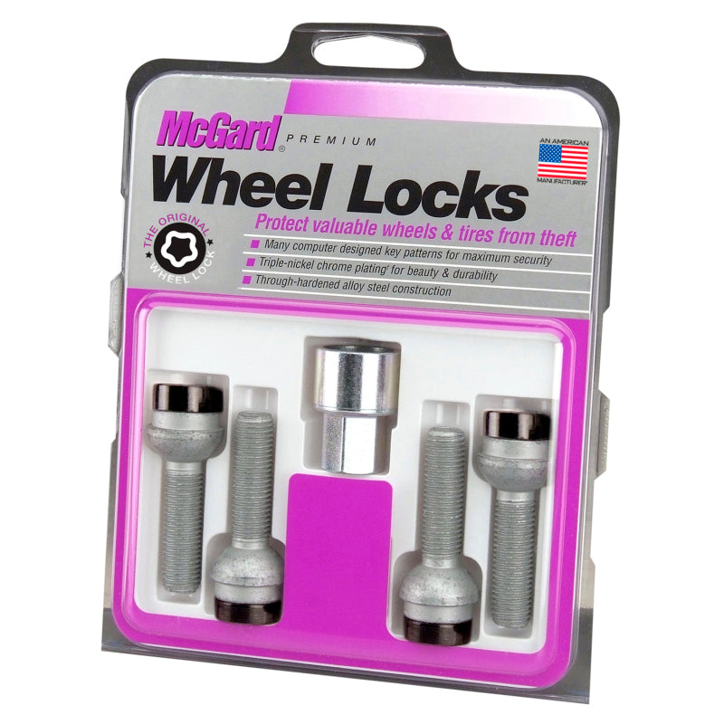 McGard Wheel Lock Bolt Set - 4pk. (Radius Seat) M14X1.5 / 17mm Hex / 45.0mm Shank Length - Black 28317 28317 Photo - Primary