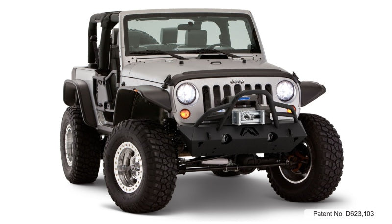 Bushwacker 07-18 Jeep Wrangler Flat Style Flares 4pc Fits 2-Door Sport Utility Only - Black 10919-07 10919-07 Photo - Mounted