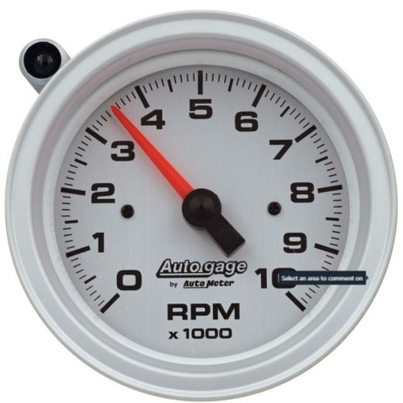 AutoMeter Tachometer Gauge 10K RPM 3 3/4in Pedestal w/Ext. Shift-Light - Silver Dial/Black Case 233909 233909 User 1