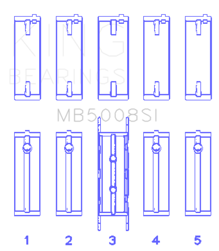 King Engine Bearings Ford ZETec 1.6/1.8/2.0 (Size +0.25mm) Main Bearing Set MB5008SI0.25 MB5008SI0.25 Photo - Primary