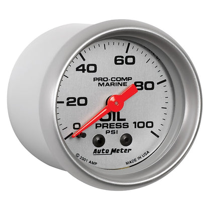 Autometer Gauge, Oil Pressure, 2 1/16", 100psi, Mechanical, Marine Silver 200790-33 User 3