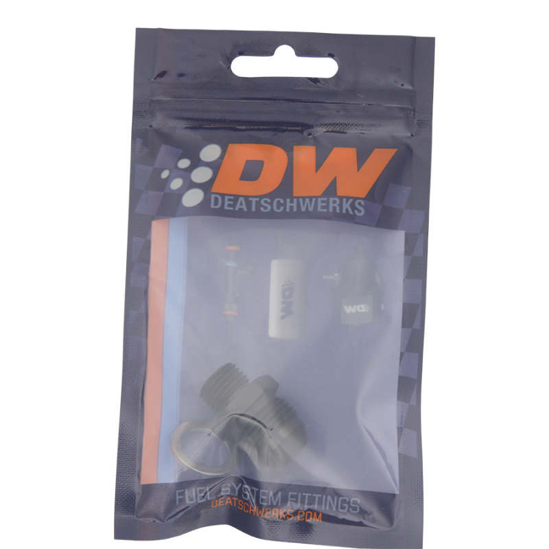 DeatschWerks 8AN Male Flare to M14 X 1.5 Male Metric Adapter (Incl Washer) - Anodized Matte Black 6-02-0618-B 6-02-0618-B Photo - lifestyle view