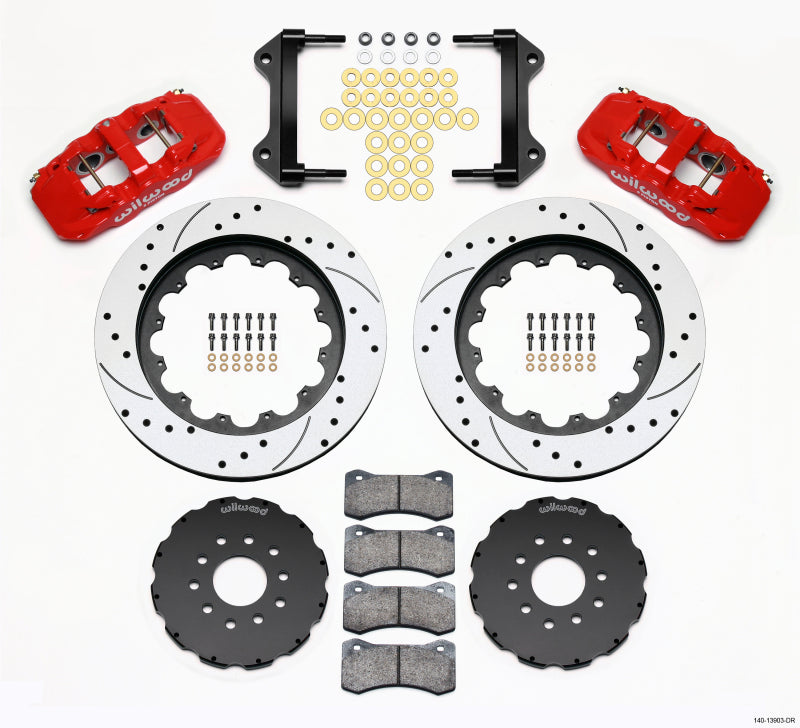 Wilwood AERO6 Front Hat Kit 15.00 Drilled Red 97-04 Corvette C5/Z06 05-13 C6 140-13903-DR 140-13903-DR Photo - Primary
