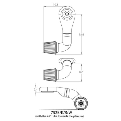 Spectre Plenum Kit Low w/Driver Side 45/90 Degree Tube 752 752 Technical Drawing