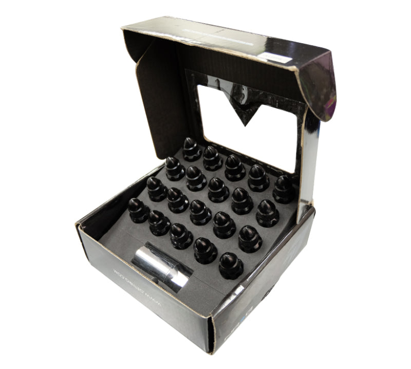 NRG M12 x 1.5 Steel Lug Nut Set  Bullet Shape 21 pc Black W/ Lock Key LN-LS500BK-21 Photo - Primary