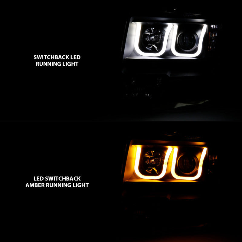 Anzo Ford F-150 09-14 Projector Switchback Headlights U-Bar Black W/ Amber 111383 Photo - Primary