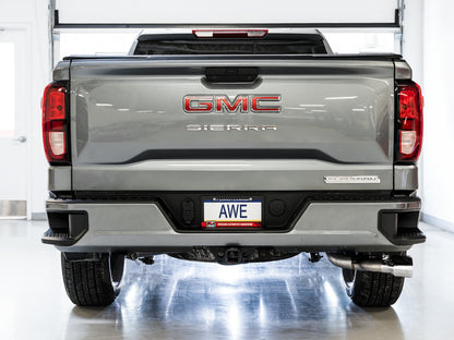 AWE Tuning 4th Gen GM 1500 5.3L 0FG Catback Dual Side Exit (Flat Bumper) - Chrome Tips 3015-22207 3015-22207 Photo - Mounted